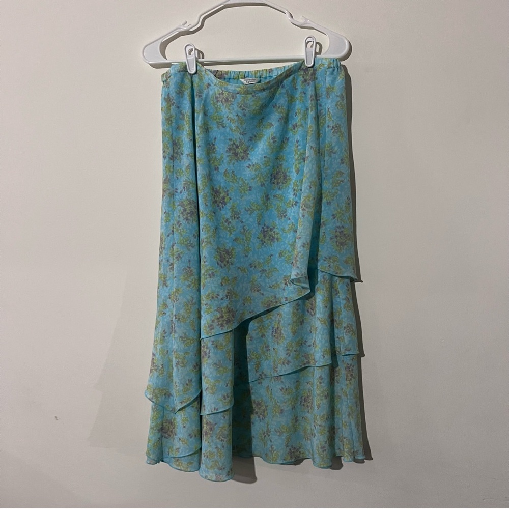 Vintage Layered Chiffon Asymmetrical Skirt Size 8 Floral Fairy Y2K